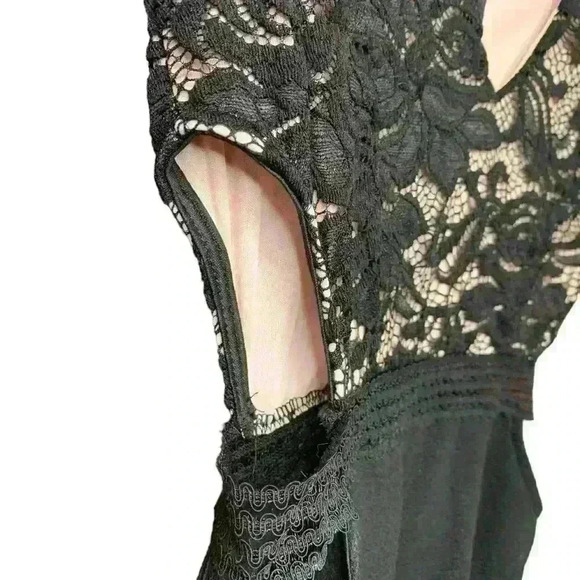 Monaco Lace Jumpsuit. Black V- Neck Low Cut - Picture 2 of 7